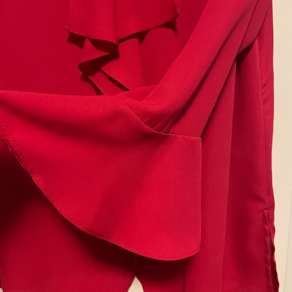 Worn Once/Melanie Lyne Red Ruffle Blouse in size 4/Small - Picture 5 of 6